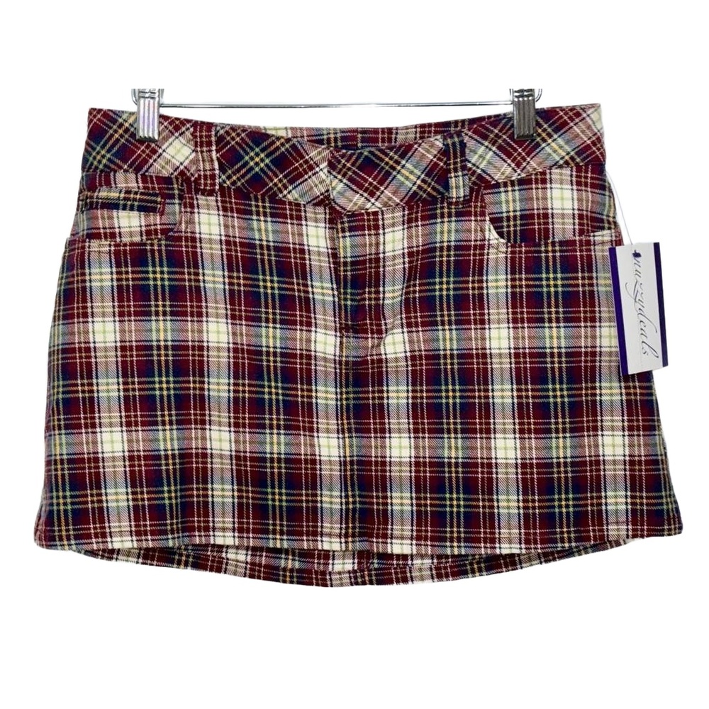 Abercrombie & Fitch White Red Blue Yellow Green Cotton Plaid Mini Skirt Size 4